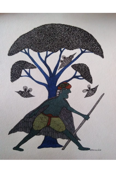 Gond Art Painting - Bird in Nest Gond Art Painting - Bird in Nest